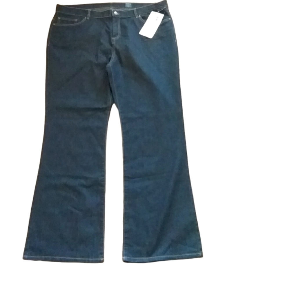 Jockey NWT Women's Person to Person Dark Wash Stretch Denim Blue Jeans Size 22